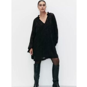 H&M Jacquard Weave Elegant Black Dress